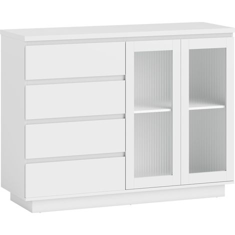 Buffet contemporain avec portes en verre MARCO blanc laqué (1/5)
