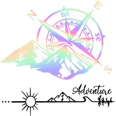 2 PCS Autocollants Boussole Monde Stickers Adventure Adhésif de Voiture Noir en Vinyle Sticker Personnalité Décoration Bricolage pour Voiture Moto Camion Mur Maison (1/5)