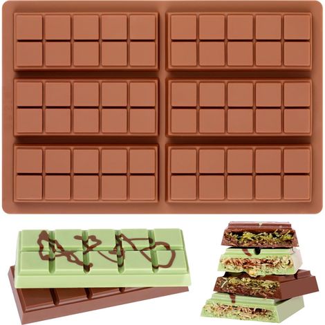 Moule à chocolat en silicone de 6 cavités, sans BPA, anti-adhésif, moules tablette de chocolat (moule 2) (1/5)