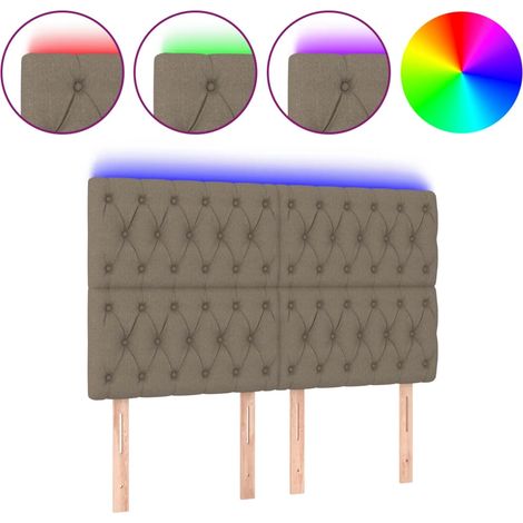 Tête de lit,Panneau décoratif à LED Taupe 160x7x118/128 cm Tissu CFW1659901 (1/5)