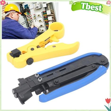 Tbest Pince à sertir pour câble coaxial Kit d'outils de Sertissage de Câbles Coaxiaux avec 20 Connecteurs outillage sertir (1/5)
