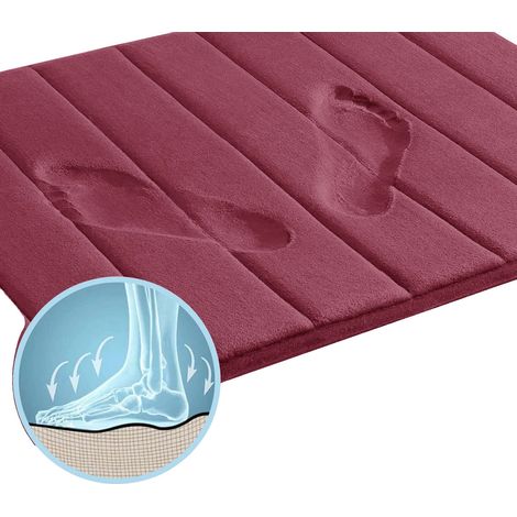 Tappetino da bagno in memory foam assorbente, antiscivolo, modelli A e B, colore rosso vino. (1/2)