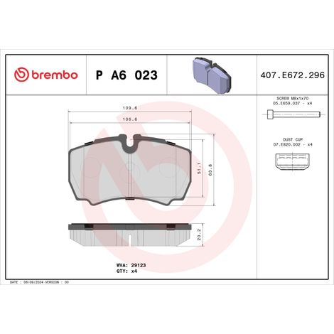 Pastiglie freno posteriori Brembo BR P A6 023 (1/2)