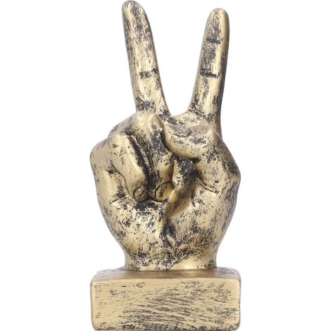 Resin Finger Gesture Sculpture Creative Statue Home Office Desktop Bookcase Ornament DecorBronze (1/5)