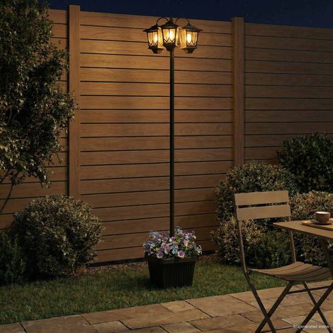 vidaXL Lampione a 3 teste Nero 32 x 32 x 188 cm Alluminio e ABS (1/5)