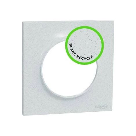 Schneider Electric – Plaque Schneider Odace Styl 1 poste S510702 – Blanc recyclé – Indice IP21 – Dimensions H 85mm L 85mm P 10mm – Finition élégante (1/5)