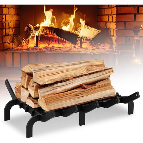 Randaco Rejilla para chimenea - En forma de V - Porta troncos - Leña - Hierro fundido - Resistente - Negro (1/5)