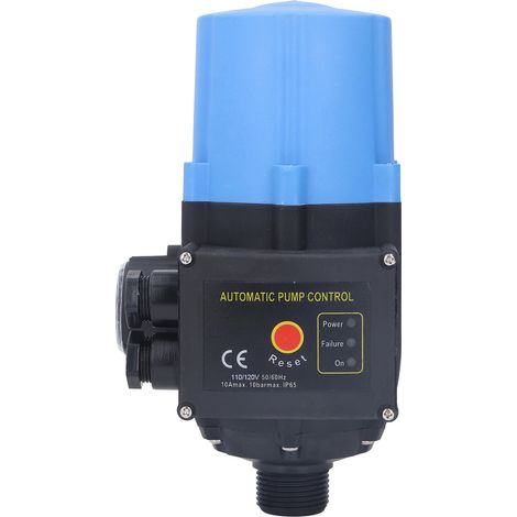 Druckschalter für Wasserpumpe, blau, wasserdicht und einstellbarer automatischer Regler, elektronisch, 0,75 kW, 110–120 V (1/5)