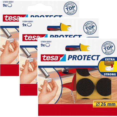 Almohadillas de fieltro autoadhesivas Tesa para muebles y sillas, color marrón, 26 mm, 9 unidades x 3 (1/3)