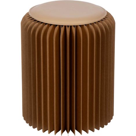 Pouf Pliable en Papier "Lily" 42cm Camel (1/5)