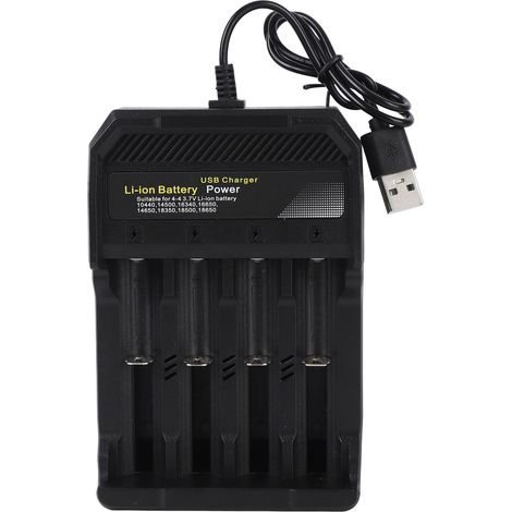 Chargeur indépendant 4 emplacements universel pour piles 18650 et autres batteries lithium-ion (10440, 14500, 16340, 16650, 14650, 18350, 18500) avec gestion intelligente. (1/5)