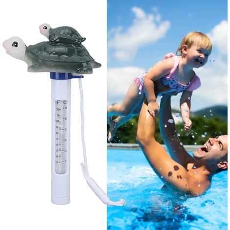 Thermomètre flottant en forme de tortue pour piscine, avec corde, température en degrés Fahrenheit, thermomètre flottant pour piscine (1/5)