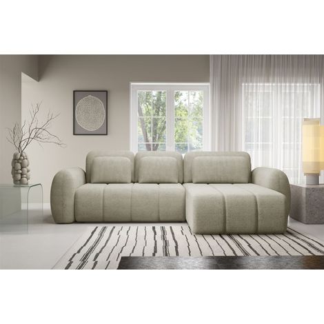Ecksofa Schlafsofa Sofa CARIA in Stoff Quelle Ecru Ottomane Rechts (1/5)