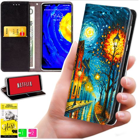Custodia a portafoglio per Oppo A40 / A40m / A60 5G - cover bluemoon con stampa + vetro 9H (1/5)