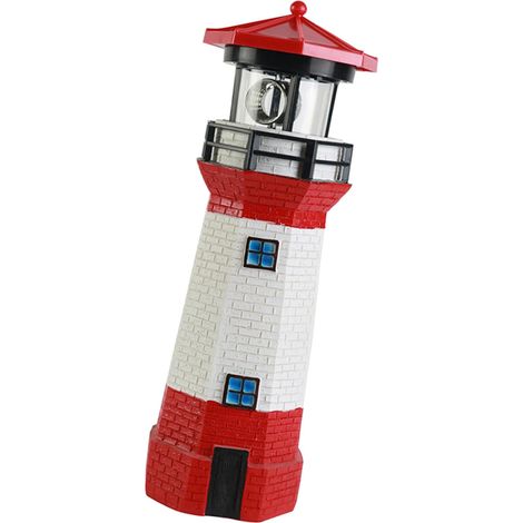 Phare à énergie solaire, économie d'énergie écologique avec balise rotative pour décoration de jardin rouge (1/5)