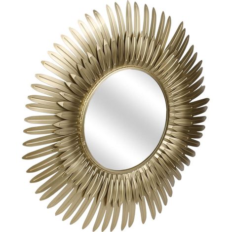 Miroir Cadre Plumes Dorées Ø55cm (1/4)