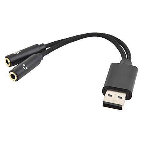 USB to 3.5mm Headphone/Microphone Splitter Adapter for Desktop/Laptop Computer (1/5)