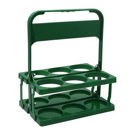 Porte-bouteilles pliable – Caisse pliante en plastique durable avec poignée, capacité 6 bouteilles, vert, 26 x 18 x 31 cm