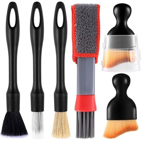 6 Pcs Kit Pinceau Detailing Auto, Brosse Nettoyage Voiture Interieur, Pinceau Nettoyage Voiture, Pinceaux Nettoyage Voiture, Détail Brosse de Nettoyage pour Jantes Sièges Tableau de Bord (1/5)