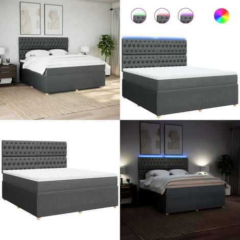 vidaXL Boxspringbett mit Matratze Dunkelgrau 180x200 cm Stoff (1/5)