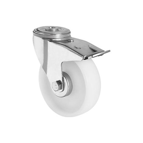 CASCOO Rückenlochlenkrolle mit Totalfeststeller ø 100 mm Serie N0N0 Rollenlager