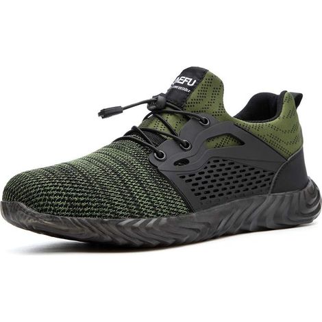 Chaussures de sécurité homme femme, bottes de chantier travail industrie, baskets protection embout acier, sneakers sport, EUR 41 vert (1/5)