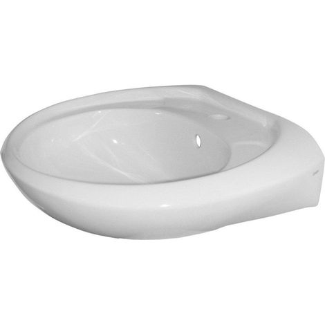 Go by Van Marcke Ariane lavabo rond 57x44,5x17,5 cm porcelaine blanc avec trou de robinet traversant avec trop-plein pour chaque type de robinet