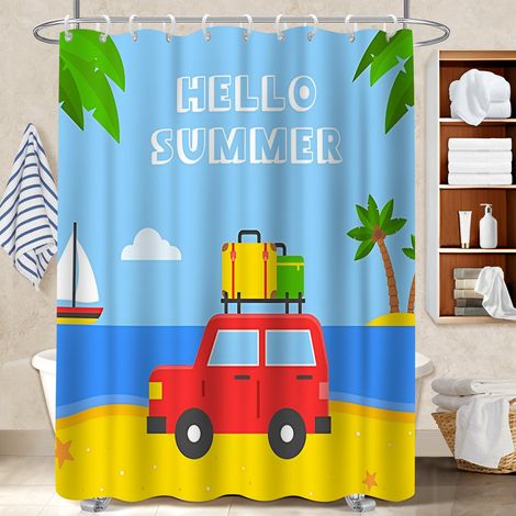 Rideau douche polyester 180x180 stylé bâche de douche pour se sentir en vacances chez soi (1/5)