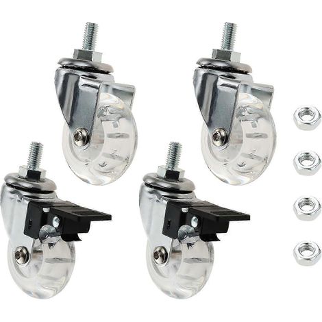 Roulettes pivotantes filetées M8 x 15 mm 2 pouces avec frein - chaise de bureau, 4 pièces (1/5)