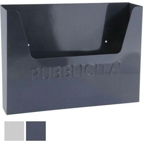 CASSETTA RACCOGLI PUBBLICITA' IN METALLO - cm.34x8x25,5h. colore grigio