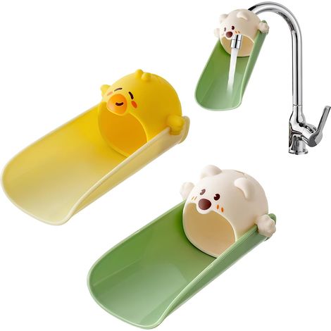 2-teiliges kinderfreundliches Wasserhahnverlängerungsset, Silikon-Wasserhahnverlängerung, multifunktionale Wasserhahnverlängerung für Kinder, für Küchen- und Badezimmerarmaturen