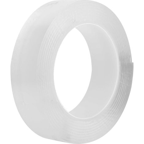 Ruban adhésif double face réutilisable, lot de 2, lavable sans couture, fixation solide, 2mmx30mmx3m, ruban de maintien réutilisable, adhésif transparent pour tissu et surface lisse (1/5)
