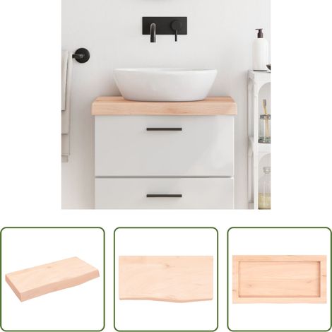 vidaXL Plan de travail en bois -  Comptoir de salle de bain 60x30x(2-6) cm bois massif non traité (1/5)
