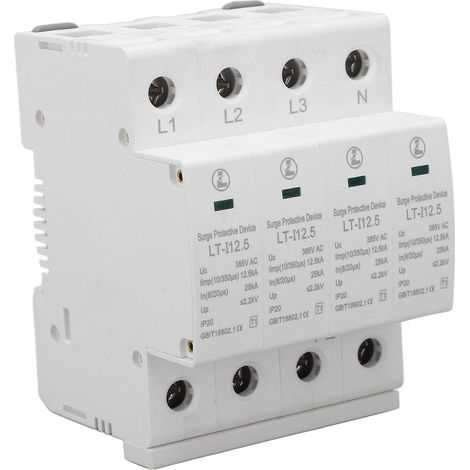 385V AC 4P Überspannungsableiter für 35mm DIN-Schiene, Überspannungsschutzgerät, Schutzgerät für den Hausgebrauch, Schienenmontage, 1 Stück. (1/5)