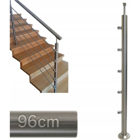 Poteau de garde-corps - 96 x 4,24 cm - Acier inoxydable - Résistant - Design moderne - Réglable