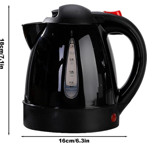 Bouilloire électrique 12 V 1000 ml, bouilloire de voyage à chauffage rapide, chauffe-eau en acier inoxydable pour voiture, noire (1/4)