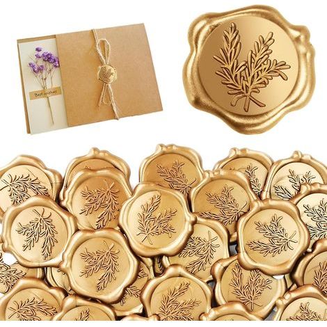 50 Pièces Sceau De Cire Autocollants Dorés,Sceau De Cire Personnalisé Cachet De Cire,Sceau Cire,Sceau Cire Personnalisé,Cachet De Cire,Avec Poignée En Bois, Pour Mariages, Invitation, Lettres, Cadeaux (1/5)