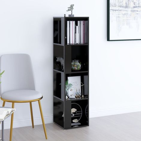 Armoire d'angle salon, Etagère de Rangement d'angle, Bibliothèque Style moderne Noir 33x33x132 cm Aggloméré HYB20802 (1/5)
