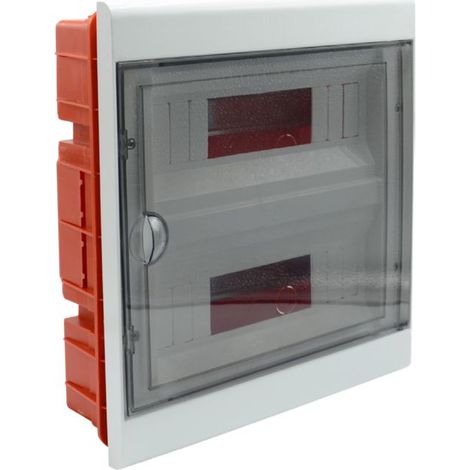 Em Distribution – Coffret électrique encastrable pour maçonnerie 350x310x90mm – IP40 étanche – 2 rangées de 12 modules – Résistant aux chocs IK8