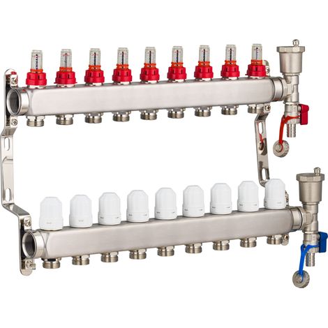 Collecteurs en inox pour Plancher Chauffant Rafraichissant NOYON & THIEBAULT 9 circuits