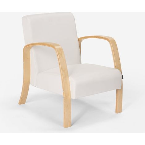 Diseño ergonómico escandinavo sillón de madera salón de estudio Frederiksberg - Blanco