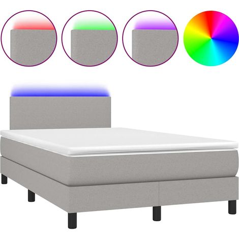 Maison Exclusive - Letto a Molle Materasso e LED Grigio Chiaro 120x200 cm Tessuto (1/5)