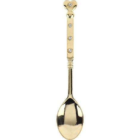 Cuchara, aleación de zinc, estilo retro, forma de corazón, dorada, para café, té, postre, hogar, bar (1/5)