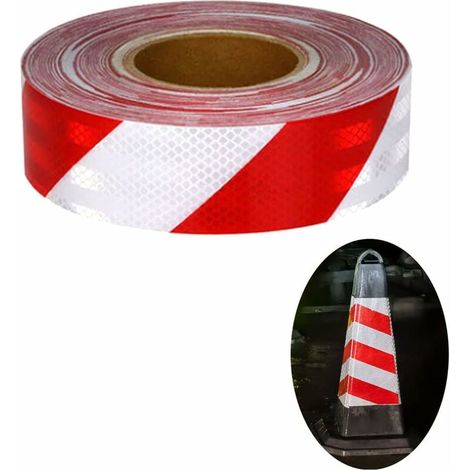Ruban de Signalisation Rouge et Blanc Ruban de Signalisation Bande Réfléchissante Autocollante Ruban Reflechissant Adhesif Rubalise Autocollante Ruban Avertisseur Réfléchissant,
