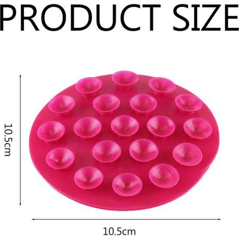Tapis À Ventouse - Double Face - Antidérapant Pour Bol Et Couverts - 10,5 x 10,5 cm - TPR - Rose Rouge - 1 Pièce (1/5)