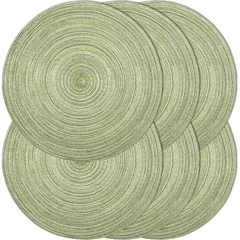 Lot de 6 Sets de Table Ronds tressés de 38,1 cm pour Tables de Salle à Manger, Sets de Table tissés naturels résistants à la Chaleur (Vert)'Vert L'Vert'L