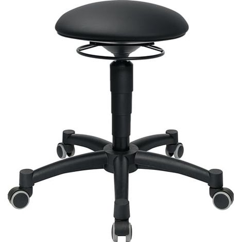 TOPSTAR Taburete giratorio Body Balance con ruedas, tapizado en símil piel negro, altura asiento 420-550mm - BAL10D10H (1/3)