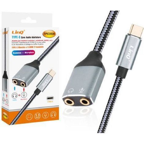 Linq - Cavo Adattatore Audio Da Type-c A Doppio Jack 3,5mm Cuffie + Microfono Tpc3536 - (1/5)