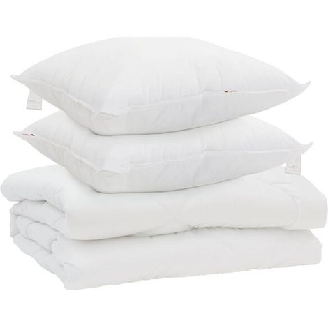 Ensemble couette et oreiller en duvet, ensemble 3 pièces, microfibre blanche. (1/5)
