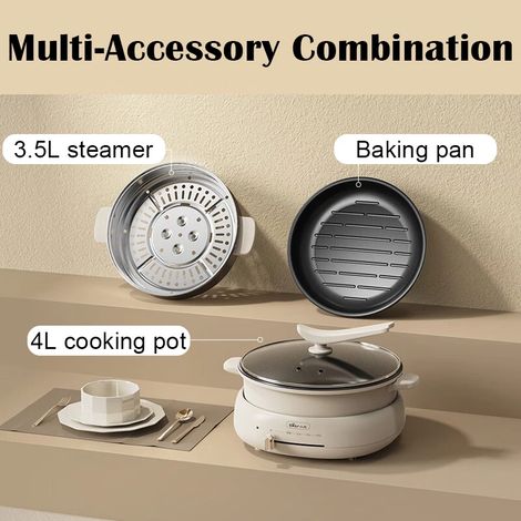 (3-4 litres) Casserole électrique, cuiseur vapeur électrique, multicuiseur, cuiseur à riz, casserole multifonction (1/5)